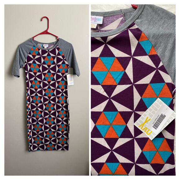 Lularoe XXS Geometric Julia Raglan Dress - Picture 2 of 3